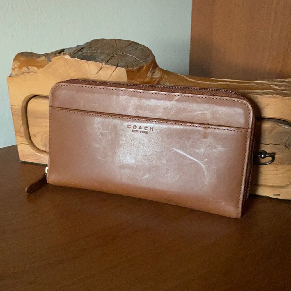 Coach Leather Zip Around Wallet